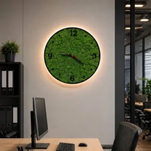 Настінний годинник з мохом та LED підсвічуванням